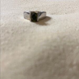 Silver and gold Ring with Green Gemstone